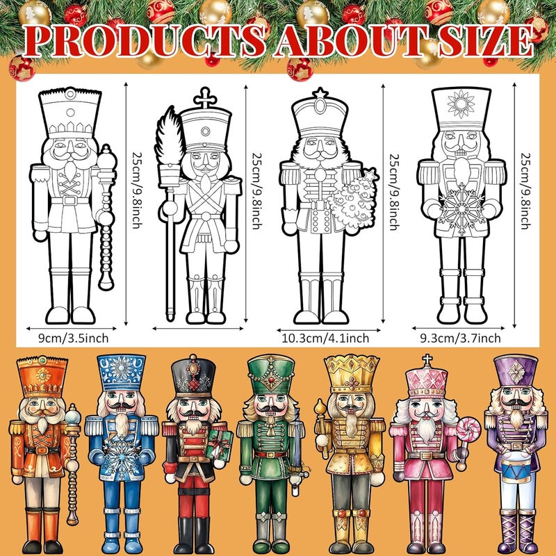 Simgoing 40Pcs Christmas Fuzzy Velvet Coloring Posters Christmas Crafts DIY Project Xmas Fuzzy Felt Coloring Arts Xmas Snowman Gingerbread Posters for Family Craft Gifts Party Favor(Nutcracker) - Image 3